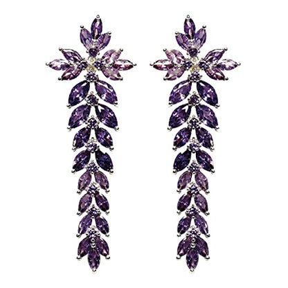 Earrings Holy Stud Earrings for Girls/Women, Sliver Gold Wedding Earrings for Bridesmaids - color: Long Floral|Silver