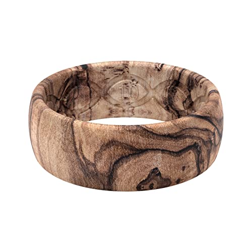 Groove Life Nomad Silicone Ring Breathable Rubber Wedding Rings for Men, Lifetime Coverage, Unique Design, Comfort Fit Ring - color: Burled Walnut