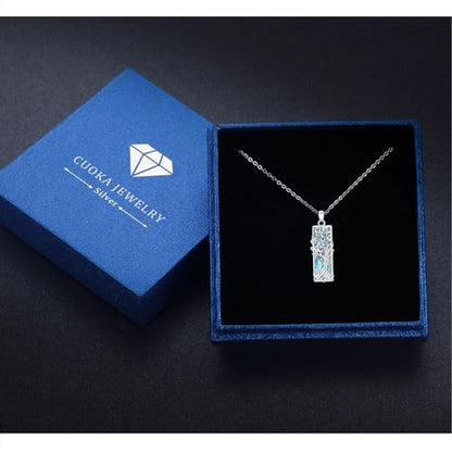S925 Sterling Silver Tree of Life Necklace For Men Women Abalone/Turquoise/Vintage Retro Oxidation/ Famtima Hand/Round/Square/Teardrop/Rectangle/Oval Family Tree Pendant Necklaces Jewelry Gifts For Valentine's Day Christmas Mother's Day - style: Rectangle