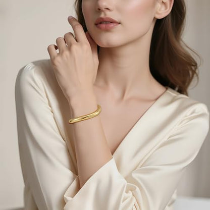 Emibele Gold Bangles for Women, 2PCS Irregular Chunky Gold Bracelet Hinged Open Bangle Bracelets for Women, Fashion Wide Arm Cuff Minimalist Chunky Jewelry Gifts for Valentine Christmas Birthday - style: K Gold