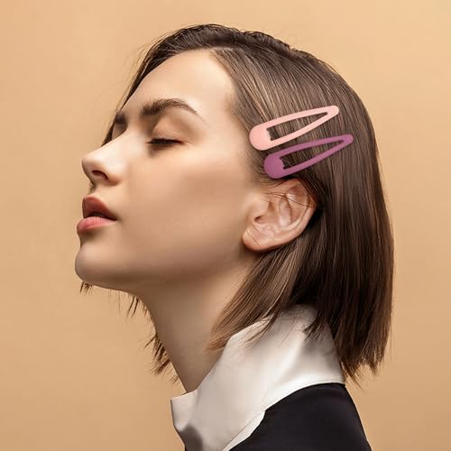 24 PCS 2.36 In Metal Snap Hair Barrettes For Women Water Drop Shape Hair Clips For Thick Thin Fine Hair,Matte Pink Blue Purple Rose Red - color: Matte Pink Blue Purple Rose Red