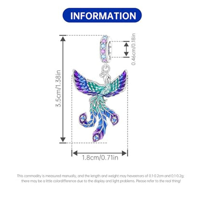 CYCUFF 925 Sterling Silver Charms Suitable for Charm Necklaces, Bracelet Pendants Beads Jewellery Gift for Women - color: Phoenix Charm