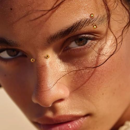 2 Pcs 14k Gold Filled Eyebrow Rings, 16G Threaded Rook Piercing Jewelry, Surgical Steel Vertical Lip Labret Belly Tongue Ring Daith Earring Curved Barbells - color: 6mm-2pcs Cone Top