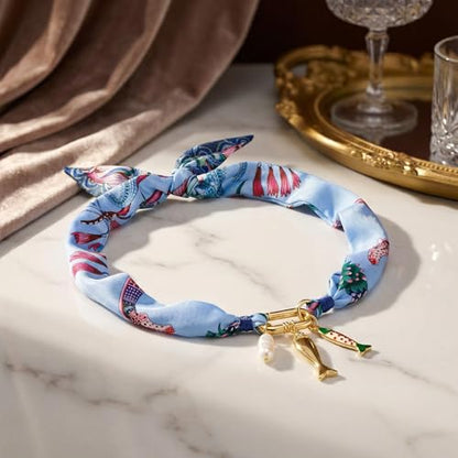CLASSYZINT Scarf Necklace with Charms Heart Choker Necklace Shell Necklace Bandana Necklac Statement Choker Jewelry - color: Fish Pandent