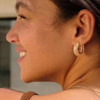 Cubic Zirconia Huggie Earrings 14k Gold Plated Tiny Earrings Small Huggie Hoop Earrings Simple Lightweight Hoops Gift for Women - color: Serpentine