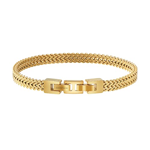 Geoffrey Beene Men’s Stainless Steel Double Franco Chain Bracelet with Extension - color: Gold, size: 9.5"