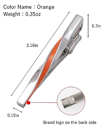 [TAVARAT] Tie Clip Tie Clips for Men Genuine Leather Silver Tie Bar Tie Pin Tps-078 - style: orange