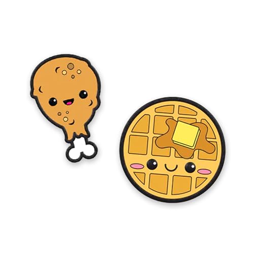 Enamel Pin Set (2 Pins Per Set) for Backpack, Bag, Lapel, Kawaii Button Collector - style: Chicken & Waffle
