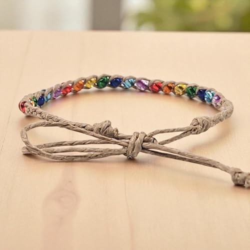 BlueRica Hemp Anklet with Glass Beads - style: Rainbow