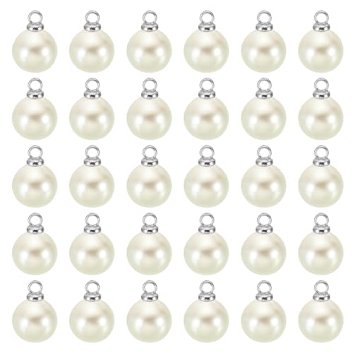PATIKIL Pearl Charm, 100pcs Pearl Beads Faux Pearl Pendant Charm DIY for Jewelry Making Bracelets Earrings Necklace Crafts - color: Silvery Beige, size: 8mm