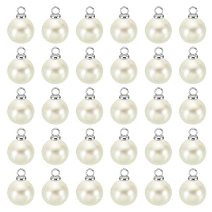 PATIKIL Pearl Charm, 100pcs Pearl Beads Faux Pearl Pendant Charm DIY for Jewelry Making Bracelets Earrings Necklace Crafts - color: Silvery Beige, size: 8mm