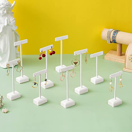 Marsui Earring Display Stands for Selling Set Wooden T Bar Jewelry Display Stand Holder for Necklaces Bracelet Showroom Trade - color: White