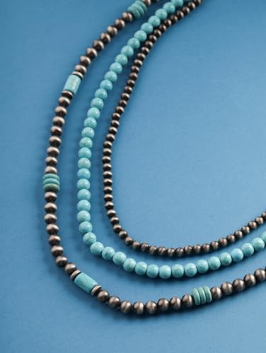 MINACHI Boho Multi Layer Necklace with Green Stone Beads, Handmade Beaded Chain Necklace, Vintage Hippie Jewelry for Women - style: Necklace NECK.004