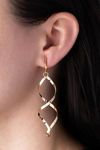 Gold Tone Non Pierced Clip On Dangling Earrings - style: Gold Tone Twist
