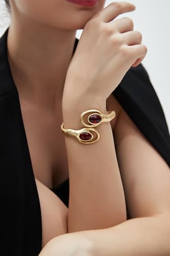 Chunky Bangle Bracelets for Women Cuff Bracelet Thick Gold Bangles Open Wide Arm Cuffs Bracelets Boho Jewelry - style: Gold Bangle Bracelets