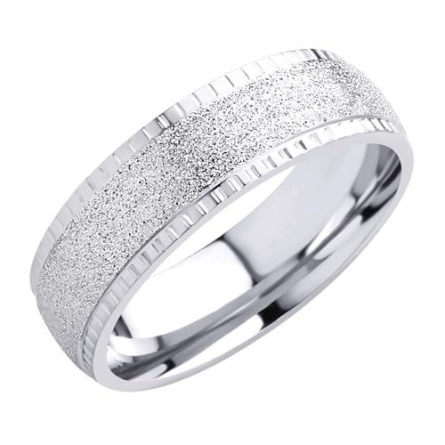 555Jewelry 4mm Sandblast Stainless Steel CZ Wedding Band Ring for Women & Men - color: Silver Style 10