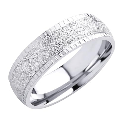 555Jewelry 4mm Sandblast Stainless Steel CZ Wedding Band Ring for Women & Men - color: Silver Style 10
