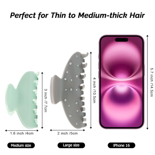 MAORULU Medium Acetate Hair Claw Clips, 3 Inch, Light Green | Premium Cute Jaw Clip For Women Girls, For Thin & Medium Thick Hair, Durable French Banana Clip, With Gift Box - color: Light Green