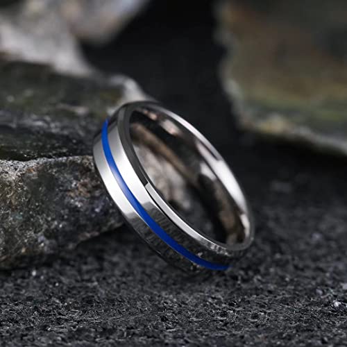 King Will Mens 8mm Cross Groove Tungsten Carbide Wedding Ring | Rose Gold, 8mm, Grooved, Comfort Fit, Cross design, Everyday Wear - color: Sliver-blue 6mm