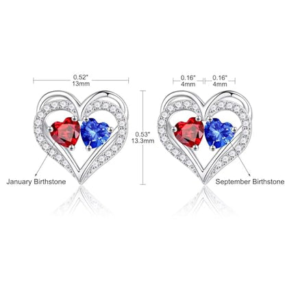 Heart Earrings for Women - Birthstone Earrings | 925 Sterling Silver, Stud Earrings, Gift Box Packaging, Anniversary Birthday Gifts for Women Wife Girlfriend Mom - color: 01-09-Jan-Sept Birthstone