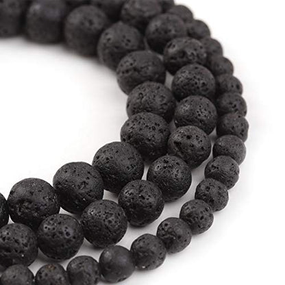 Natural Stone Black Lava Beads - Polished Round Smooth 10mm Loose Gemstone Beads for Jewelry Making - 15 Inch - color: Black Lava, size: 10mm