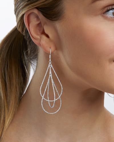 Milla Dainty Silver Drop Earrings for Women and Dangling Gold Earrings | Hypoallergenic, Easy to Wear, Available in 14K Gold, Rose Gold, or Silver Plated Finish, Different Designs - color: Triple Teardrop / Silver Plated