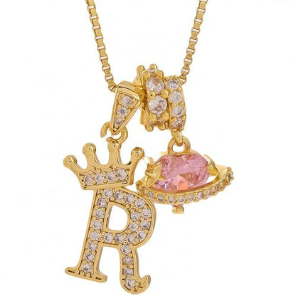 18K Gold & Silver Plated Initial Necklaces for Women - color: R-Gold