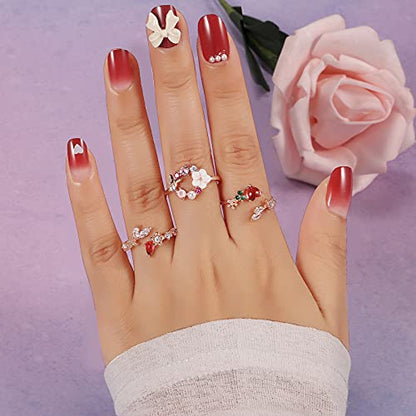 TAMHOO 9/12/15/16 Pcs Open Rings Set for Women with Sparkling Cubic Zirconia- Finger Rings Pack Stackable Rings for Teens,White Gold/Rose Gold/Gold Tone Rings for Girls - style: #2