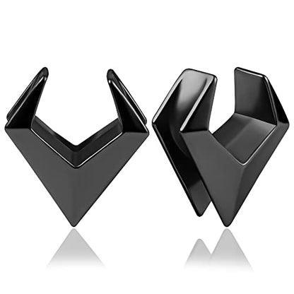DOEARKO 2PCS Ear Gauges Cool Rhombus Saddle Ear Plugs Body Piercing Tunnels 316 Stainless Steel Hypoallergenic Earrings Plugs for Ears Expander Body Jewelry - color: Black, size: 16mm(5/8")