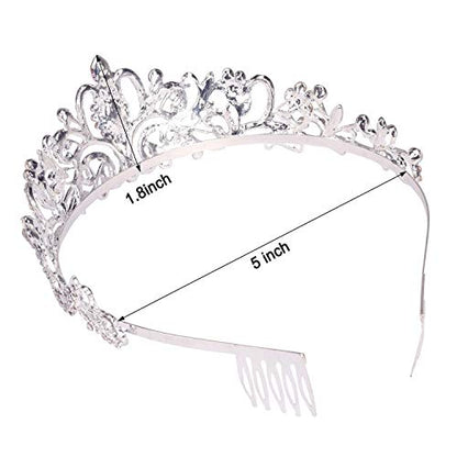 COCIDE Blue Tiara Crowns Crystal Headband Princess Rhinestone Crown with Combs Bride Headbands Bridal Wedding Prom Birthday Party Hair Accessories Jewelry for Women and Girls - color: TG Silver+Blue