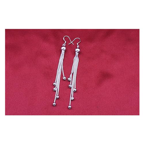 925 Sterling Silver Dangle Earrings with Charms Heart, Water drop, Moon, Star Long Drop Earring for Women Jewelry Gifts Hypoallergenic - color: beads tassel