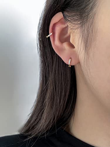 DAILY VIBES Dainty Butterfly Cross CZ Small Huggie Hoop Earrings for Women | Hypoallergenic, 14K Gold Plated Hoops, Tiny Cubic Zirconia, Cartilage Hoop Earrings for Women Trendy - color: Three Stones
