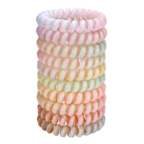 JessLab Spiral Hair Ties, 10 Pcs Traceless No-Damage Ponytail Holders, Plastic Coil Bands for Women and Girls, Color Assorted, Set 51 - color: #51