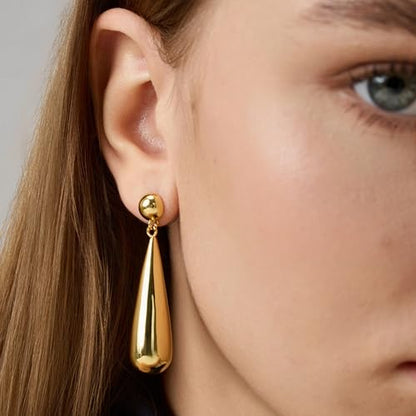 Green Crystal huggie gold hoop earrings for women Girls,14K Gold Plated with 925 Sterling Silver Post color Cubic Zirconia dainty cute Earrings| CZ Stud Earring - color: Large Teardrop Earrings