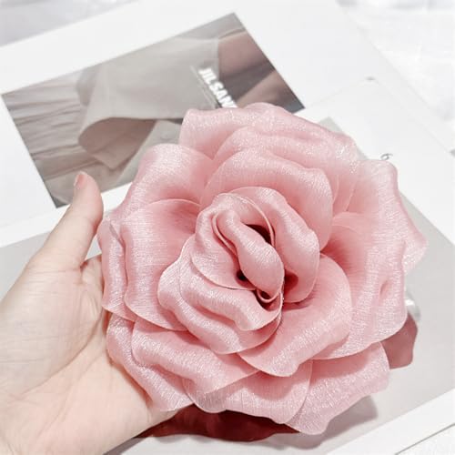 Flash Camellia Flower Brooch Pin for Women Men Elegant Texture Fabric Dahlia Rose Floral Brooches Lapel Pins Dainty Wedding Holiday Party Costume Dress Accessories Jewelry - color: Indpink