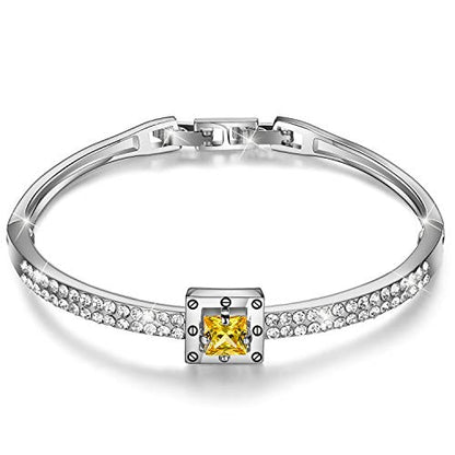Fasion Jewelry Spiritual Guidance Bangle Bracelets For Women 18K Gold Plating Adjustable Bracelets with Crystal for Wife Girlfriend or Mothers, - color: Yellow