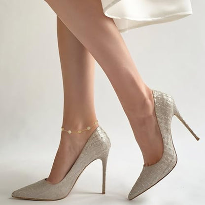 14K Gold Anklets for Women Gold Ankle Bracelets for Women Anklet | 14K Gold Anklets for Women Coin Portrait Relief Gold Ankle Bracelets for Women Beach Anklets Coin Anklet for Womens 9.4-11in