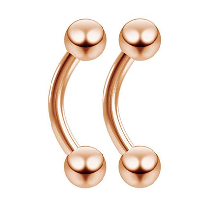 2pc Curved Barbell Daith Rook Conch Labret Helix Lip Ring Tragus Eyebrow Cartilage (choose Color, Gauge, Length) - color: Rosegold - 6mm (1/4) - 16g