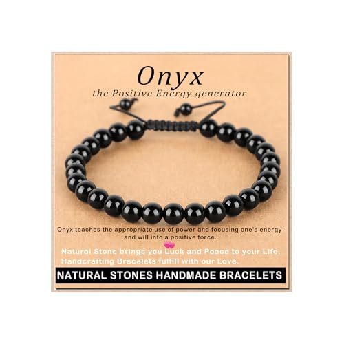 AD Beads Handcrafted Beaded Macrame Bracelet Stylish Customizable Jewelry for Men and Women Protection Healing Gemstone for Balance Wellness Positive - color: Black Onyx, size: 4mm