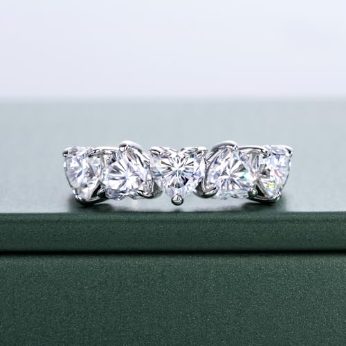 Moissanite Eternity Rings, S925 Sterling Silver Anniversary Band for Women - style: 2.5 CT Heart-Shaped