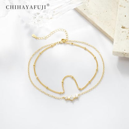Sterling Silver Ankle for Bracelets Women 14K Gold Waterproof Layered Stackable Chain Sparkling Zircon Adjustable Non Tarnish Anklet Bracelet for Summer Beach Jewelry Gift - color: GoldA