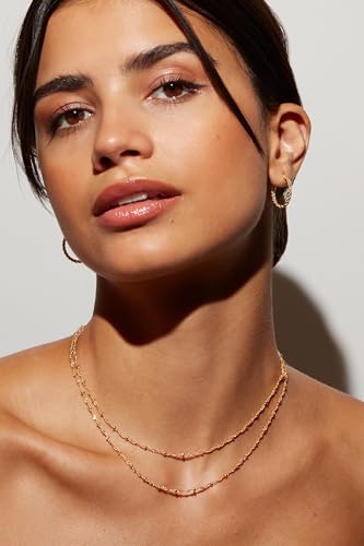 Milla Double Necklaces for Women, Trendy Double Chain Necklace Set | Stylish Gold Necklace Stack and Silver Layered Necklaces for Women made with 14K Gold Plated and Silver Plated Materials - color: Singapore Beaded / Gold