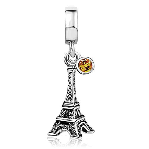 JMQJewelry Eiffel Tower Birthday Birthstone Jan-Dec Month Paris Dangle Womens Bead Charms for Bracelets Mothers Christmas Day - color: NOV