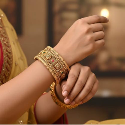 Efulgenz Indian Wedding Bridal Bollywood Broad Big Bracelet Bangle Set - size: 2-8