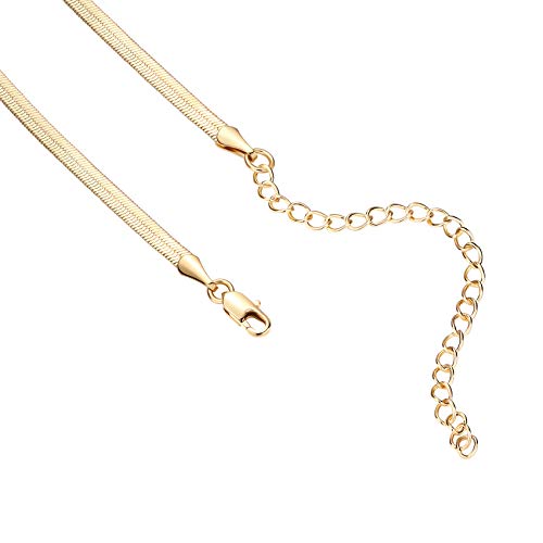 PAVOI Chain Necklace for Women, 14K Gold Plated Adjustable Layering Chain - style: Snake-M