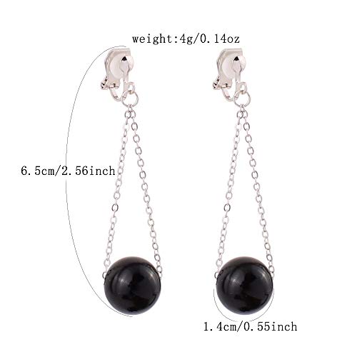 Handmade Faux Pearl Necklace and Clip on Earrings Jewelry Sets for Women Bib Choker Collar Necklace - color: Black-Necklace+Tassel Clip Earrings