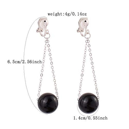 Handmade Faux Pearl Necklace and Clip on Earrings Jewelry Sets for Women Bib Choker Collar Necklace - color: Black-Necklace+Tassel Clip Earrings