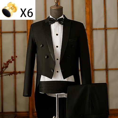 Cufflinks for Men and Tuxedo Shirt Studs Set with Gift Box Stainless Steel Cuff links - style: Gold/Black