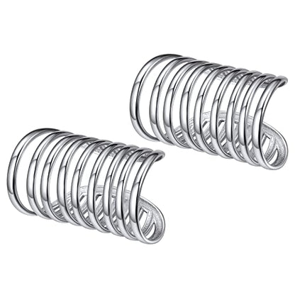 ChicSilver 925 Sterling Silver Ear Cuff Earrings Non Piercing Clip on Cartilage Cuff Earrings for Women - style: E: Multi Lines