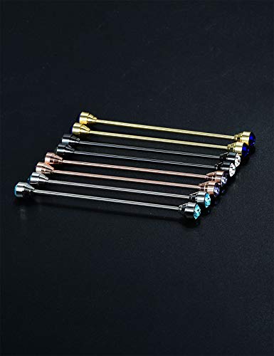8PCS Men's Crystal Collar Bar Necktie Clasp Lapel Stick Brooch Shirt Collar Stay Cravat Tie Pin Stud Bar Clips Silver Gold Black Rose - color: Gold Silver Black Rose